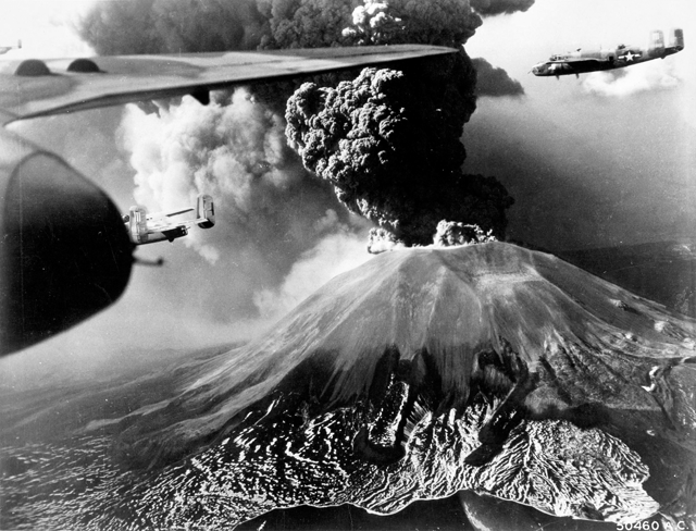 Vesuvius' eruption in 1944, as seen from an Allied aircraft